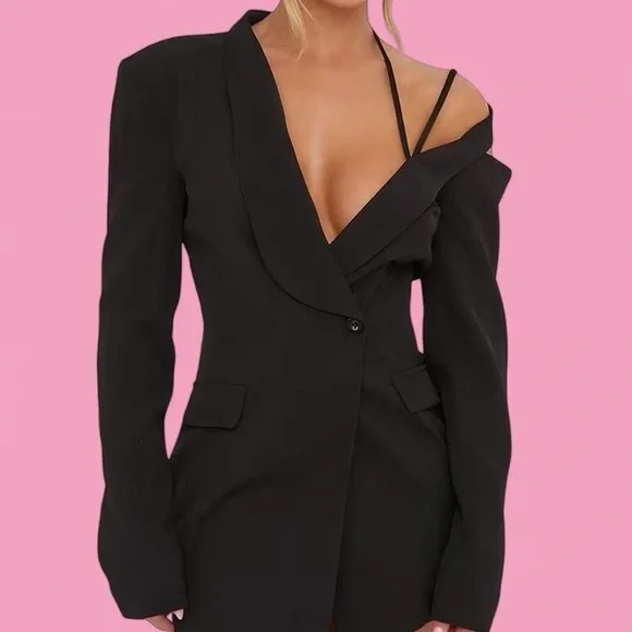 EGO Black Asymmetrical Dress - Picture 2 of 6